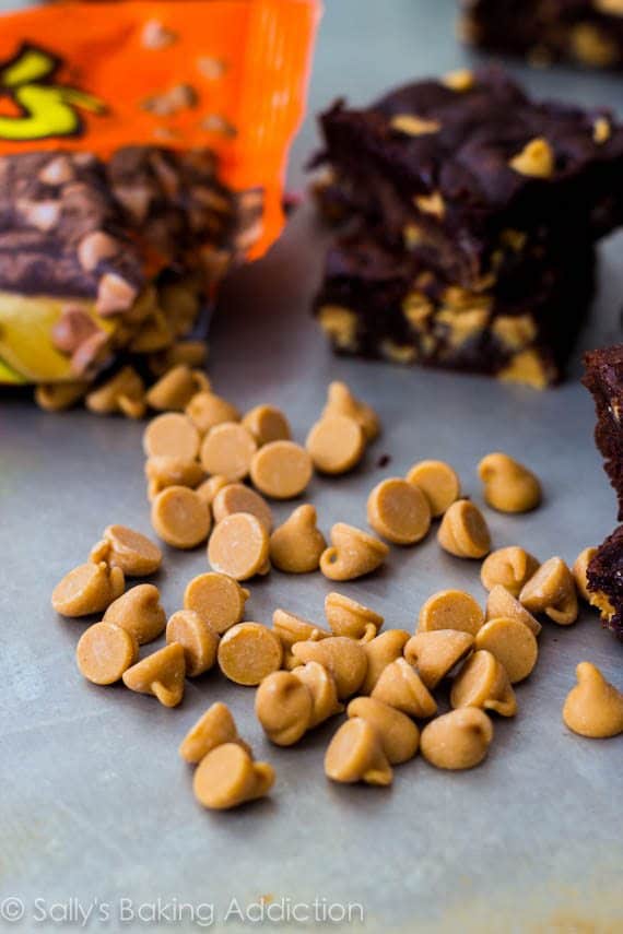 peanut butter chips on a baking sheet