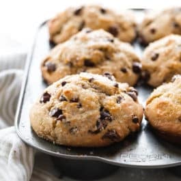 Chocolate chip muffins in jumbo muffin pan