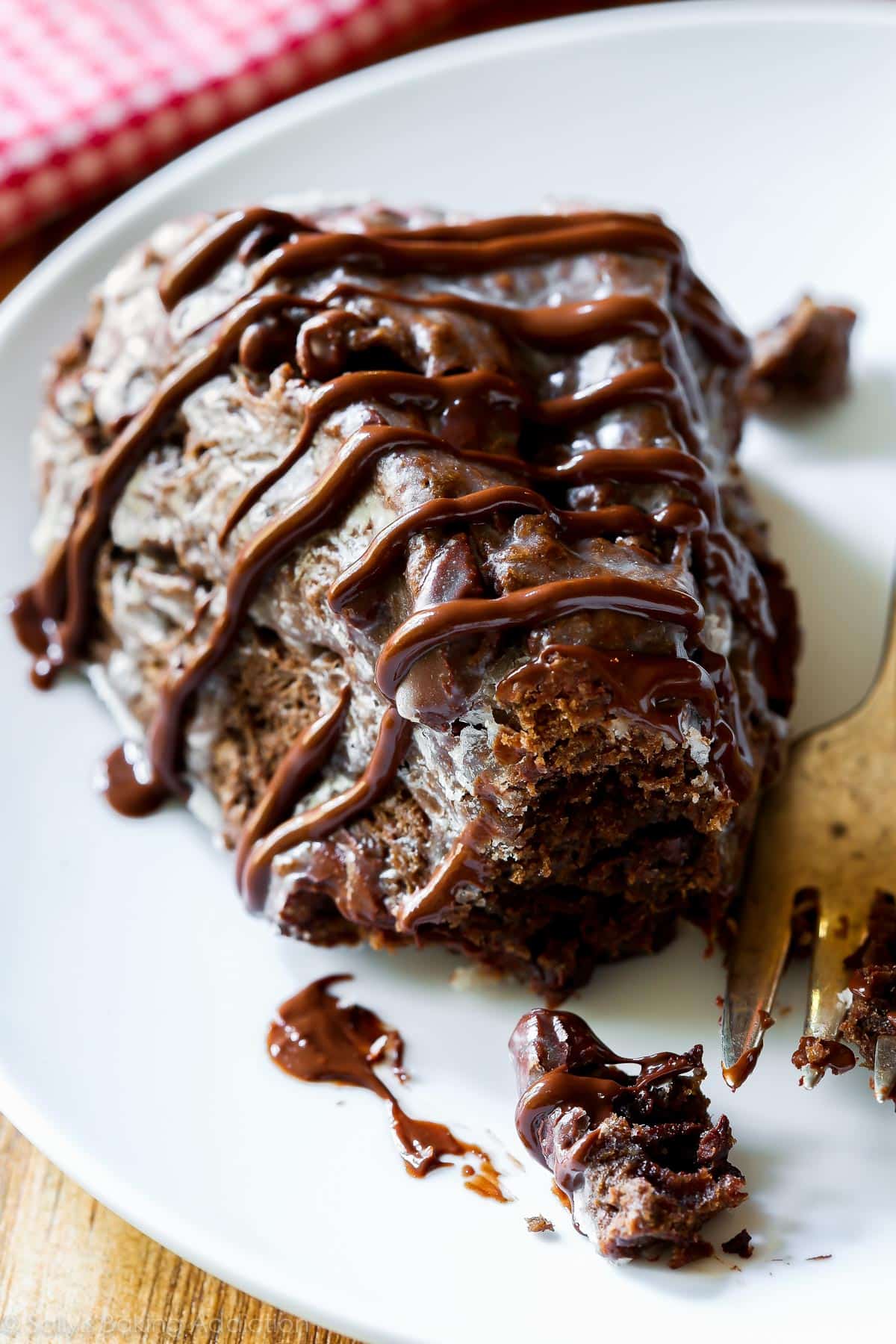 Chocolate scone on white plate