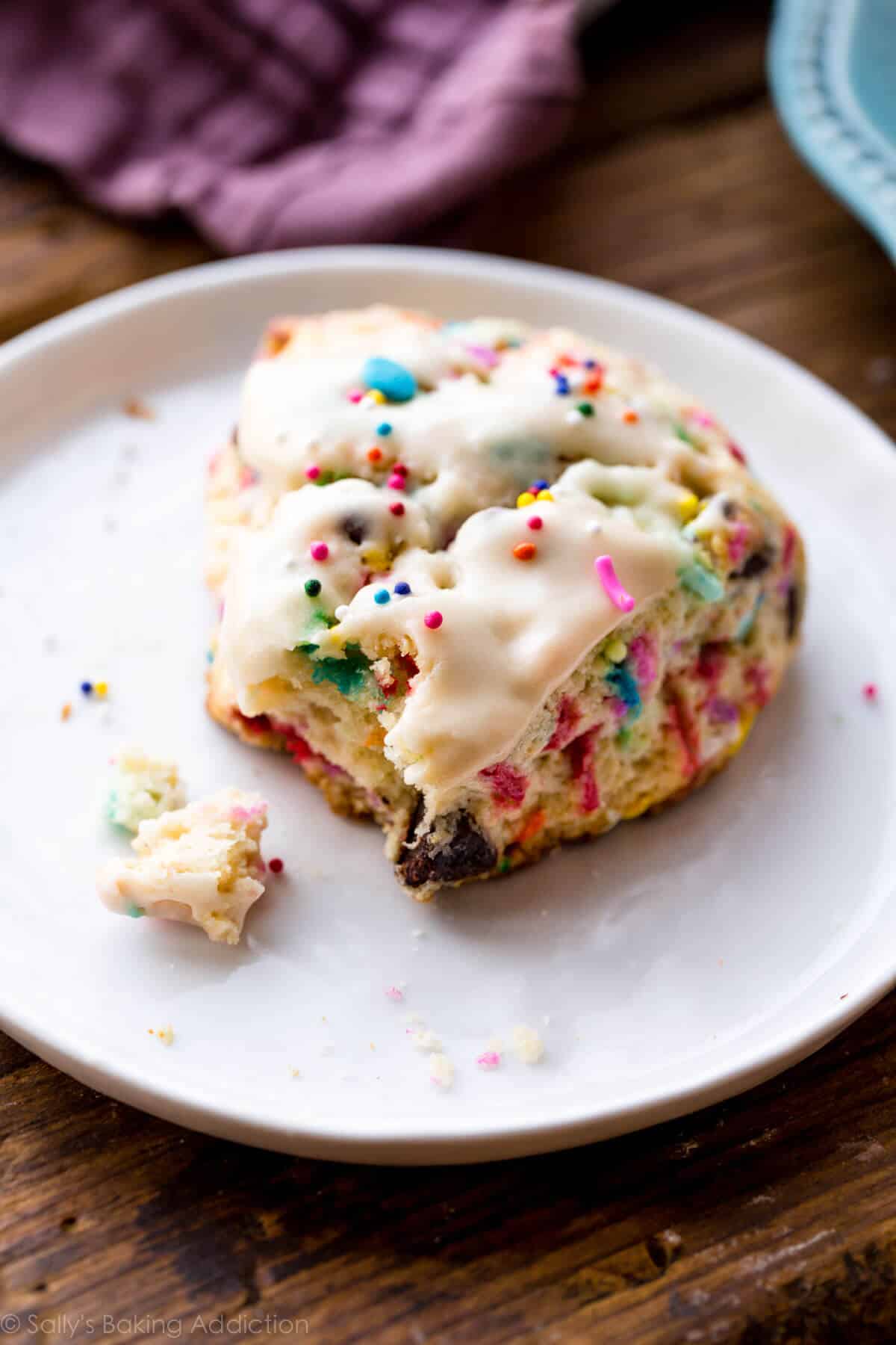 sprinkle scone on a white plate