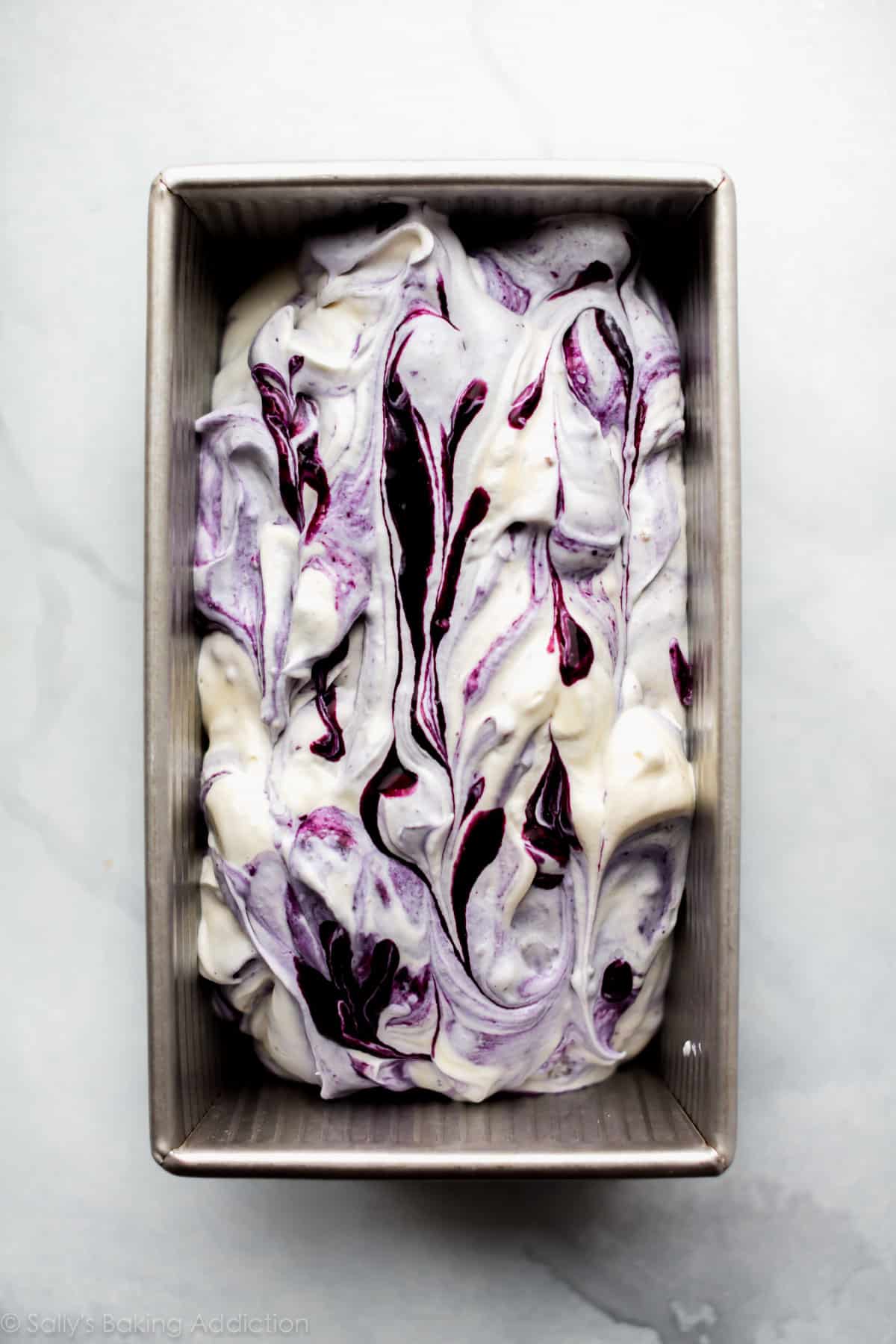 no churn blueberry ice cream in loaf pan