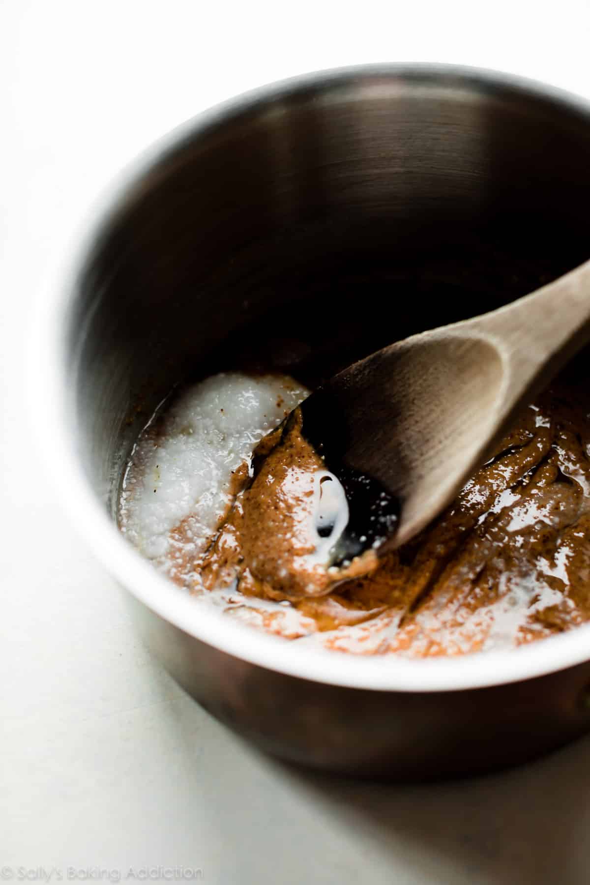 Wet ingredients in a saucepan